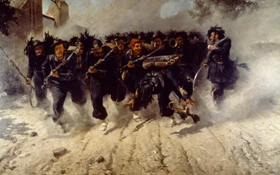 Angriff der Bersaglieri bei Porta Pia, von Michele Cammarano (1835-1920), Öl auf Leinwand, 290x472 cm