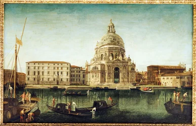 Santa Maria della Salute, Venedig, mit Gondeln auf dem Canal Grande