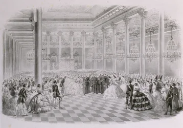 Ball im Saal der Russischen Adelsversammlung anlässlich der Krönung Kaiser Alexanders II.
