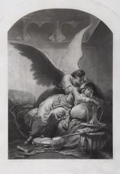 Tamara und Dämon. Illustration zum Gedicht Der Dämon von Mikhail Lermontov, um 1880