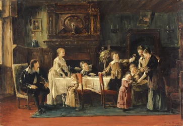 Besuch beim Neugeborenen, 19. Jahrhundert