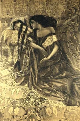 Tamara und Dämon. Illustration zum Gedicht Der Dämon von Michail Lermontow, 1890-1891