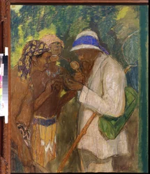 Alfred Russel Wallace mit den Wilden