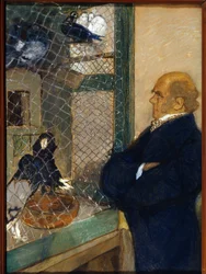 Charles Darwin (1809-1882) im Taubenschlag in Downe