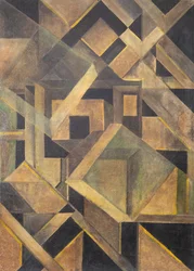 Abstrakte Komposition mit kristallinen Formen, um 1920