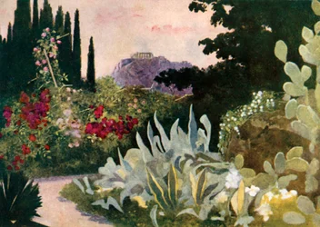 Die Akropolis, vom Königspalast, Athen