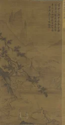 Gelehrter nähert sich einem abgelegenen Pavillon, 15.-16. Jahrhundert