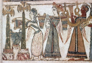 Detail, Fresko auf dem Sarkophag von Hagia Triada