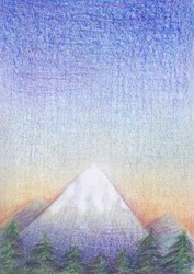 Gelassener Berg Sonnenuntergang