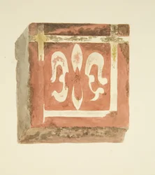 Fliese vom Boden der Kathedrale von Bristol, die eine Lilie zeigt