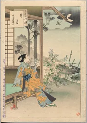 Der vierte Monat, eine Dame der Enkyō-Ära (1744-48), aus der Serie Sechsunddreißig elegante Auswahlen