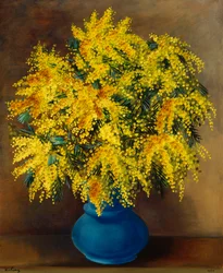Vase mit Mimosen