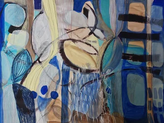 Abstrakter blauer gelber Fluss