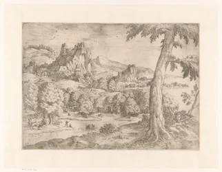 Panoramische Landschaft mit großem Baum