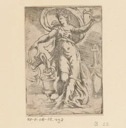 Frau mit Kannen und Krügen
