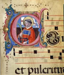Ms 543 Historisierte Initiale mit St. Laurentius, aus einem Psalter, ca. 1515