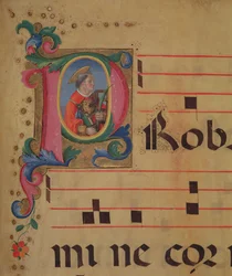 Ms 543 f.113r Historiierte Initiale P mit St. Laurentius, aus einem Psalter, c.1515