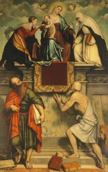 Thronende Madonna mit Kind, St. Katharina, St. Paulus und St. Hieronymus