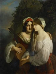 Zwei junge Frauen in italienischer Tracht