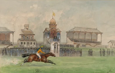 Pferderennen in der Freudenau in Wien 1884