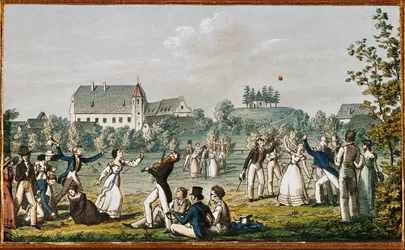 Ein Ballspiel in Atzenbrugg (Radierung)