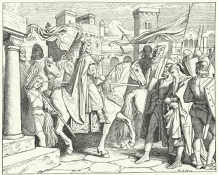 Karl der Große betritt Pavia, 774 (Gravur)