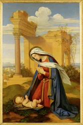 Die Jungfrau Maria betet das Kind an