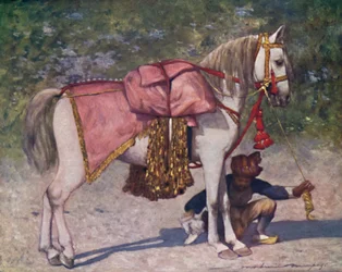 Ein berühmtes geführtes Pferd im Gefolge des Rao von Cutch, 1903