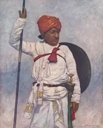 Ein bewaffneter Gefolgsmann der Bombay-Häuptlinge, 1903
