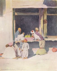 Ein Basar in Peshawur, 1905