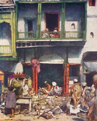 Ein geschäftiger Basar in Delhi