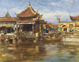 Ein Teehaus, Shanghai, um 1909