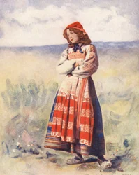 Kinder der Welt: Russisch, Warten (Farblithografie)