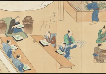 Illustrationen der Uji-Teeproduktion