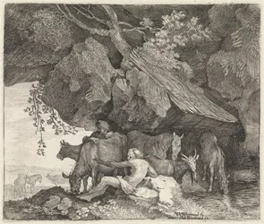 Battus enthüllt, wo Merkur die Herde von Apollo versteckt hat