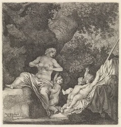 Frau mit drei Kindern