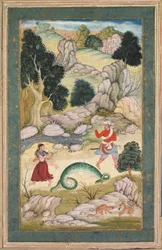 Liebende beim Abschied, Seite aus einem Fabelbuch, um 1590-95