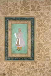 Porträt von Murtaza Khan mit einer Schriftrolle, ca. 1610