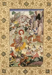 Shiva tötet den Dämon Andhaka, um 1585-90