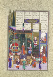 Die Krönung des Säuglings Schapur II, Folio 538r aus dem Shahnama Buch von..., ca. 1525-30