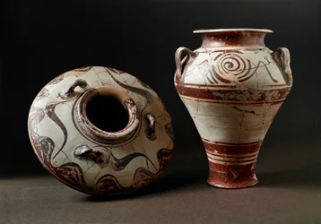 Mykenische Kunst: Keramikvasen. 1400 v. Chr. Agora-Museum, Athen, Griechenland