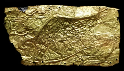 Blattgoldüberzug für glasvasenförmige Plakette