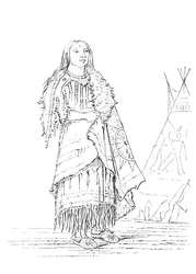 Porträt einer Frau, die viele schlägt, indianische Frau, 1841