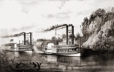 Dampfschiffe rennen auf dem Mississippi, USA