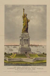 Die große Bartholdi-Statue, Freiheit erleuchtet die Welt, das Geschenk Frankreichs an das amerikanische Volk, ca. 1885