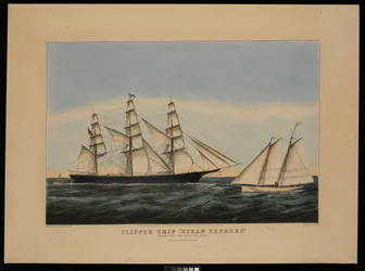 Klipperschiff Ocean Express auf dem Weg nach draußen "den Lotsen entlassend"