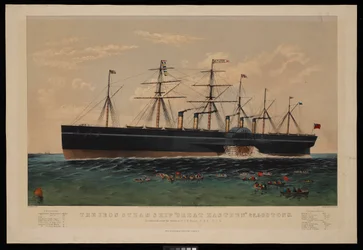 Das eiserne Dampfschiff Great Eastern... Konstruiert unter der Leitung von I K Brunel...