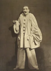Pierrot Lachend (französischer Mime Charles Deburau), Foto von Gaspard-Felix Tournachon alias Nadar, ca. 1855