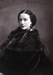 Porträt von Madame Pichat. Porträt einer schicken Frau mit englischen Schnallen und Pelzmantel. Fotografie von Gaspard Felix Tournachon, genannt Felix Nadar (1820-1910)