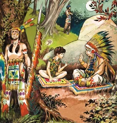 Peter Pan spricht mit dem Häuptling, Illustration aus 